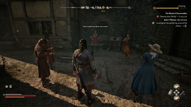 Investigate the gathering around the pillory (3 Time Segments)