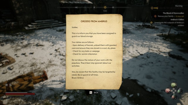 Investigate the outposts of Ambrus's soldiers