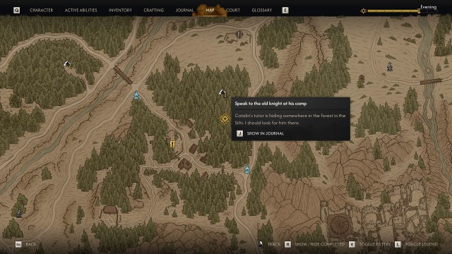 Speak to the old knight at his camp